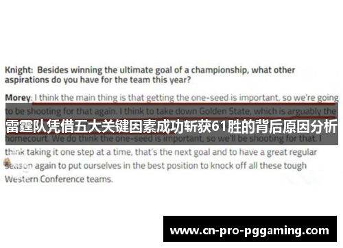 雷霆队凭借五大关键因素成功斩获61胜的背后原因分析